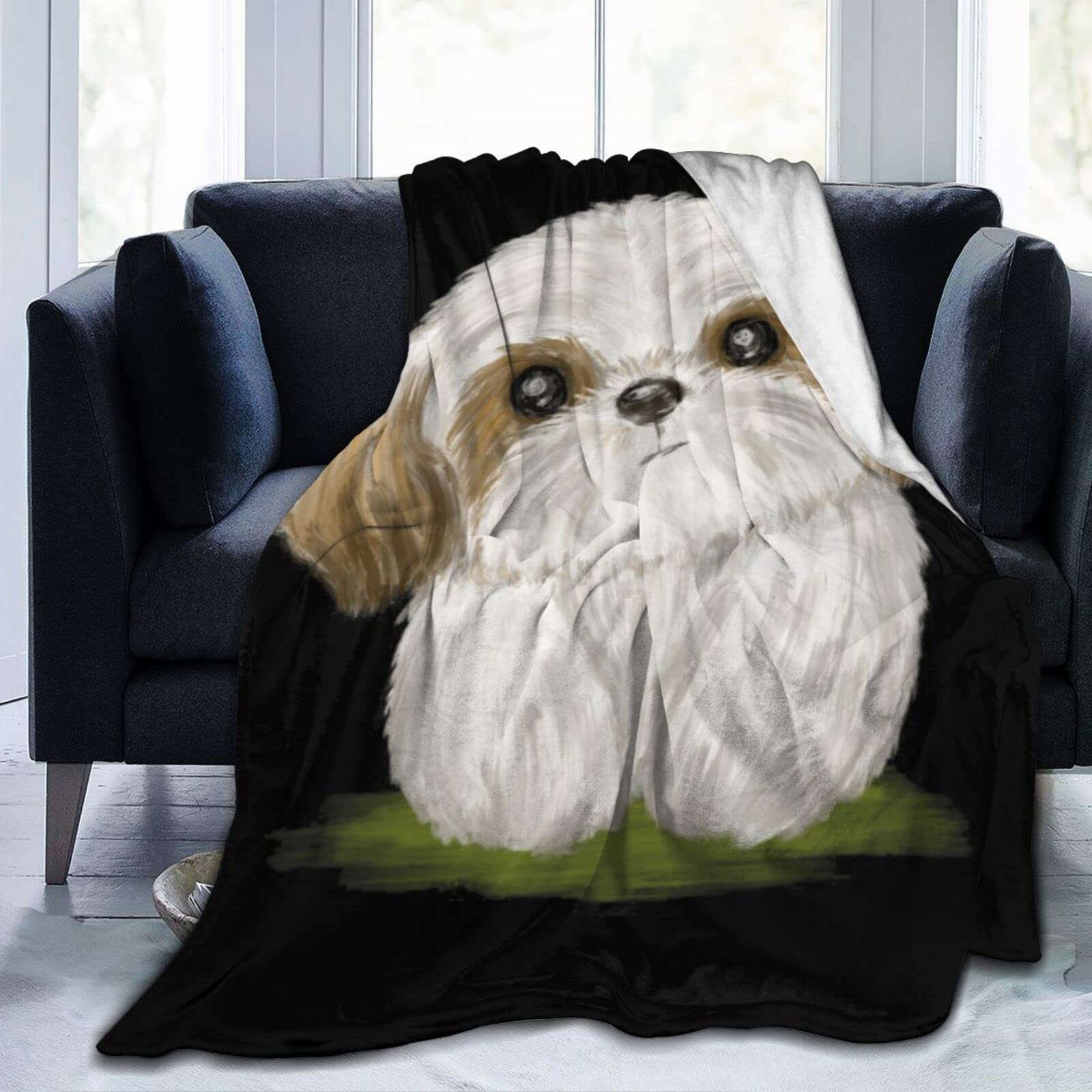 franche lippée フランシュリッペ　犬柄　ジャケット　シーズー　M Amazon｜毛布 萌え シーズー 犬 アニメ 軽量 ブランケット フランネル